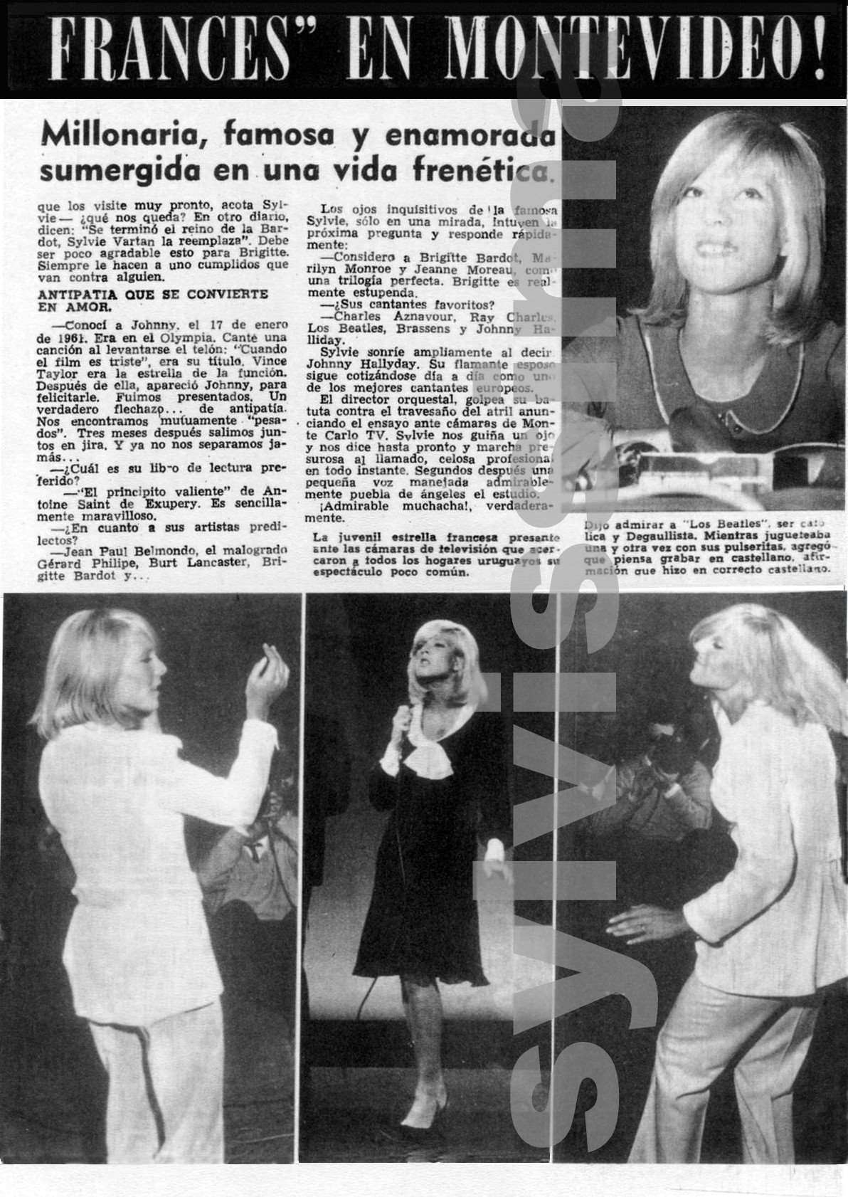 Magazine Actualidad Uruguay  Article"Sylvie Vartan el flequillo frances" 1965 deuxième page