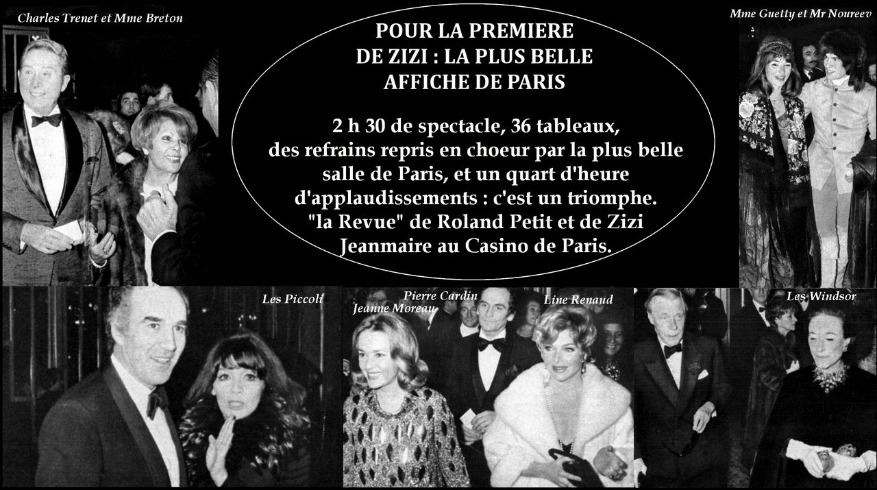 VIP le soir de la première de Zizi Jeanmaire au Casino de Paris dans "La revue", 5 février 1970