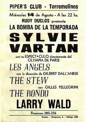 Affiche annonçant Sylvie Vartan en concert à Barcelone, 12 août 1968