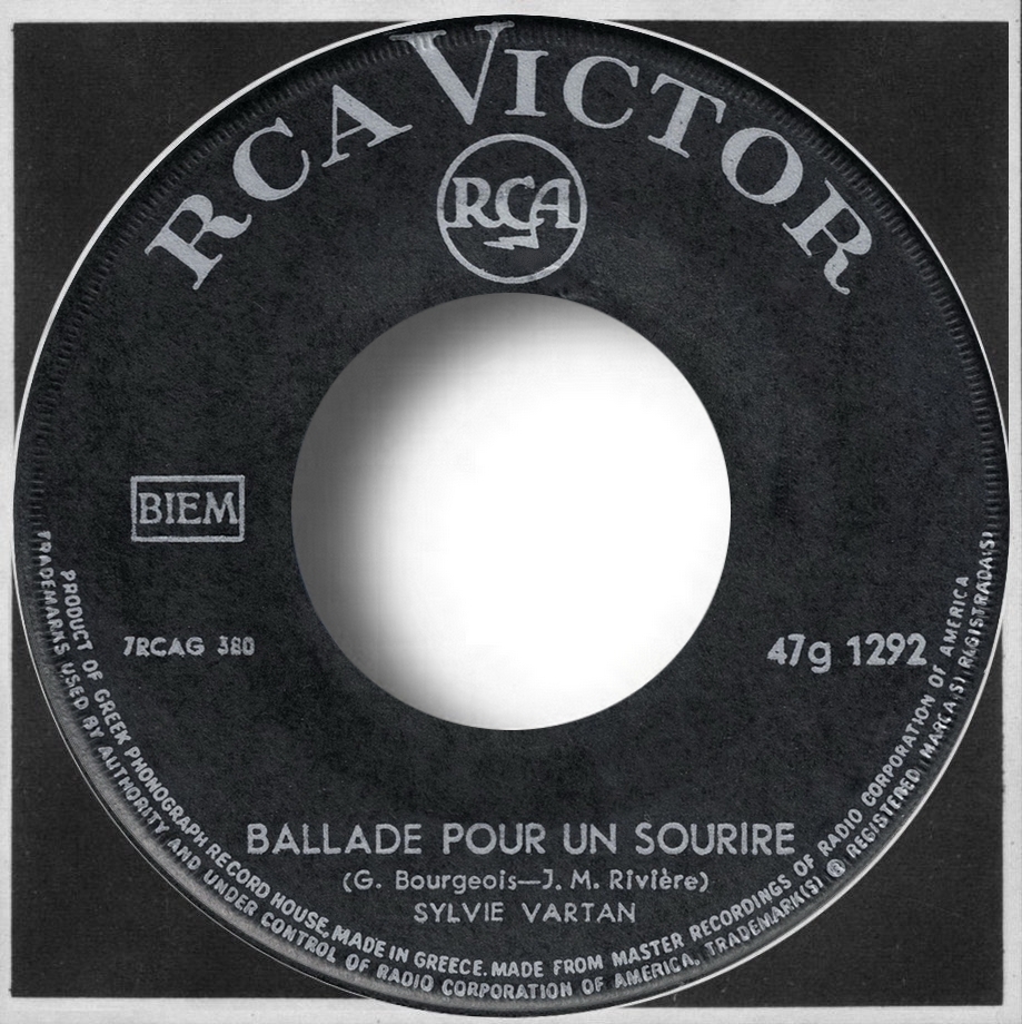 Sylvie Vartan EP Grèce "Ballade pour un sourire"  47G 1292 Ⓟ 1966