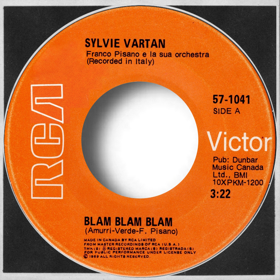 Sylvie Vartan SP Canada  "Blam blam blam"   RCA  57 1041 Ⓟ 1969