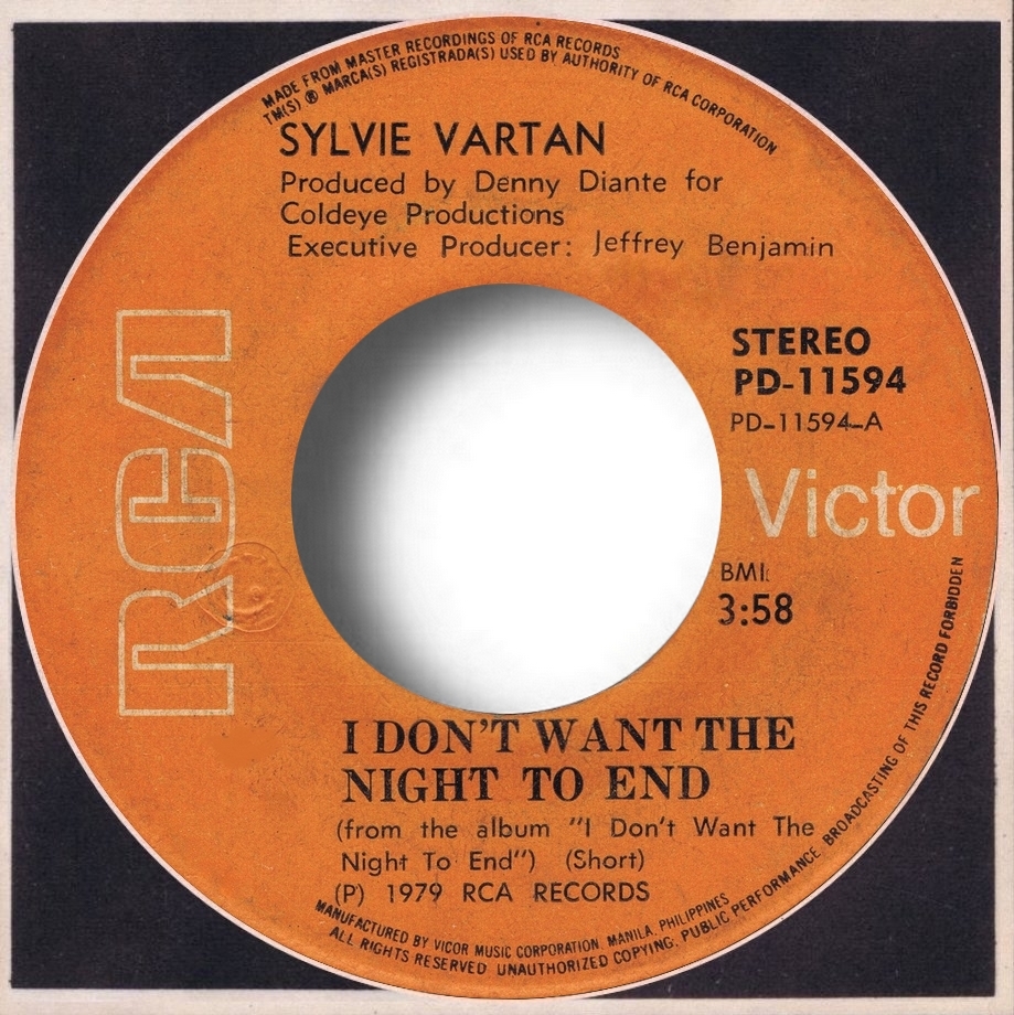Sylvie vartan SP Philippines  "I don't want the night to end"  RCA   PD-11594 Ⓟ 1979