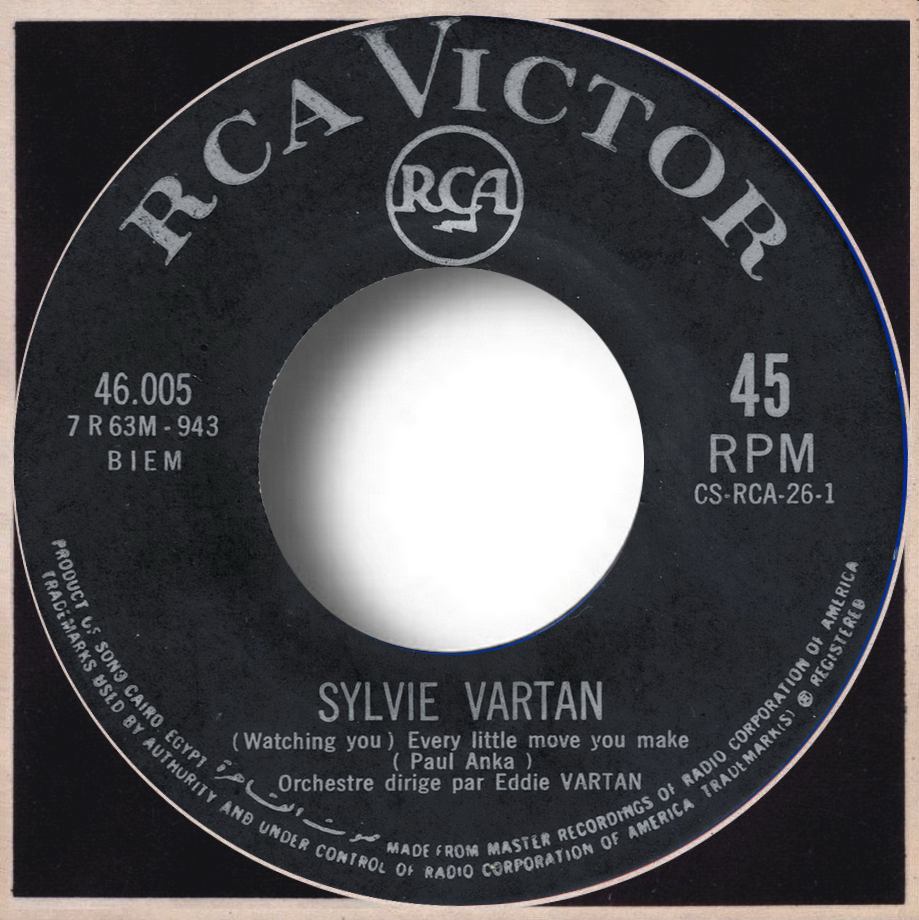 Sylvie Vartan SP Egypte "I'm watching you"  RCA 46 005 Ⓟ 1963