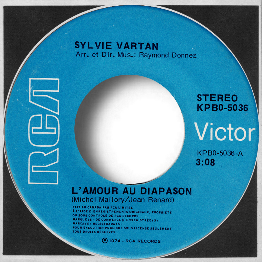 Sylvie Vartan SP Canada  "L'amour au diapason"  RCA   KPBO 5036 Ⓟ 1974