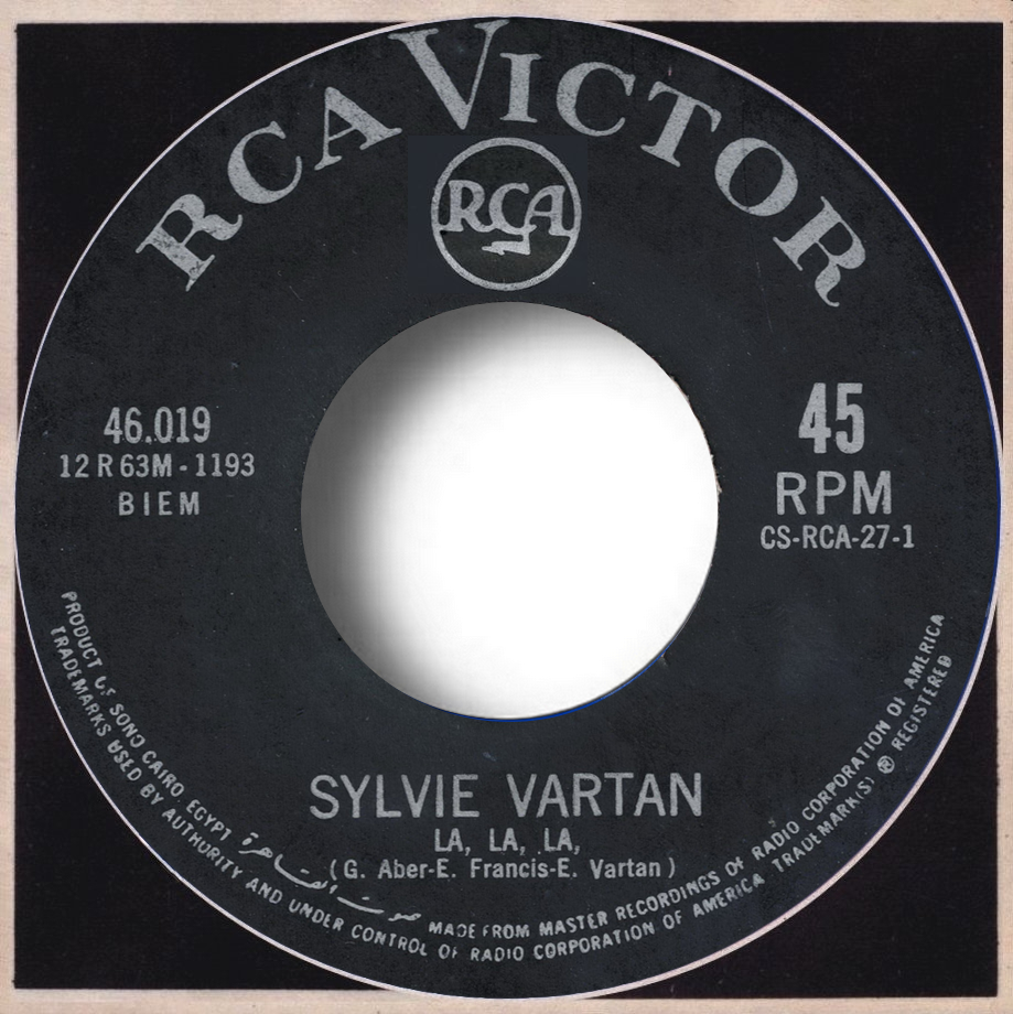 Sylvie Vartan SP Egypte "La la la"  RCA 46 019 Ⓟ 1963