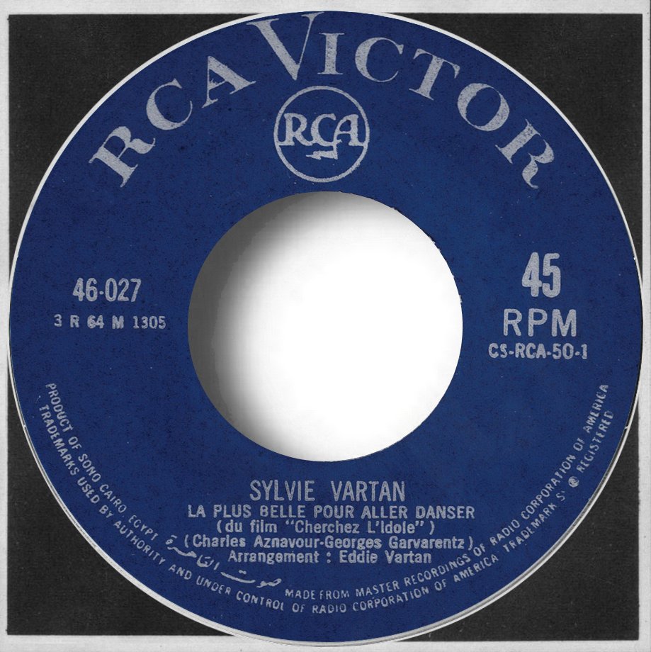 Sylvie Vartan SP Egypte "La plus belle pour aller danser"  RCA 46 027 Ⓟ 1964