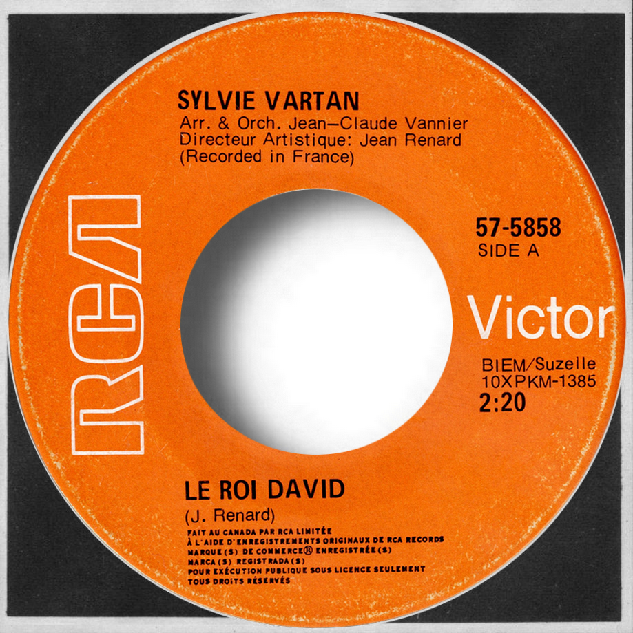Sylvie Vartan SP Canada "Le roi David"  RCA  57 5858 Ⓟ 1969