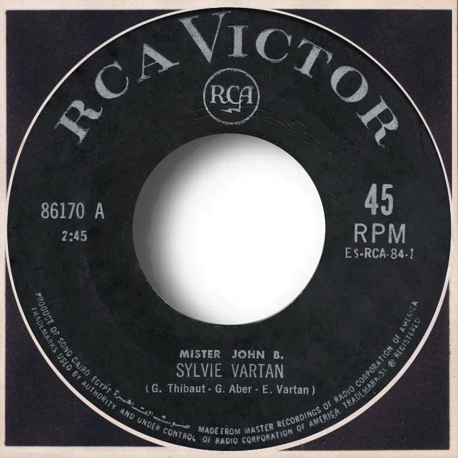 Sylvie Vartan SP Egypte  "Mister John B." RCA  86 170 Ⓟ 1965