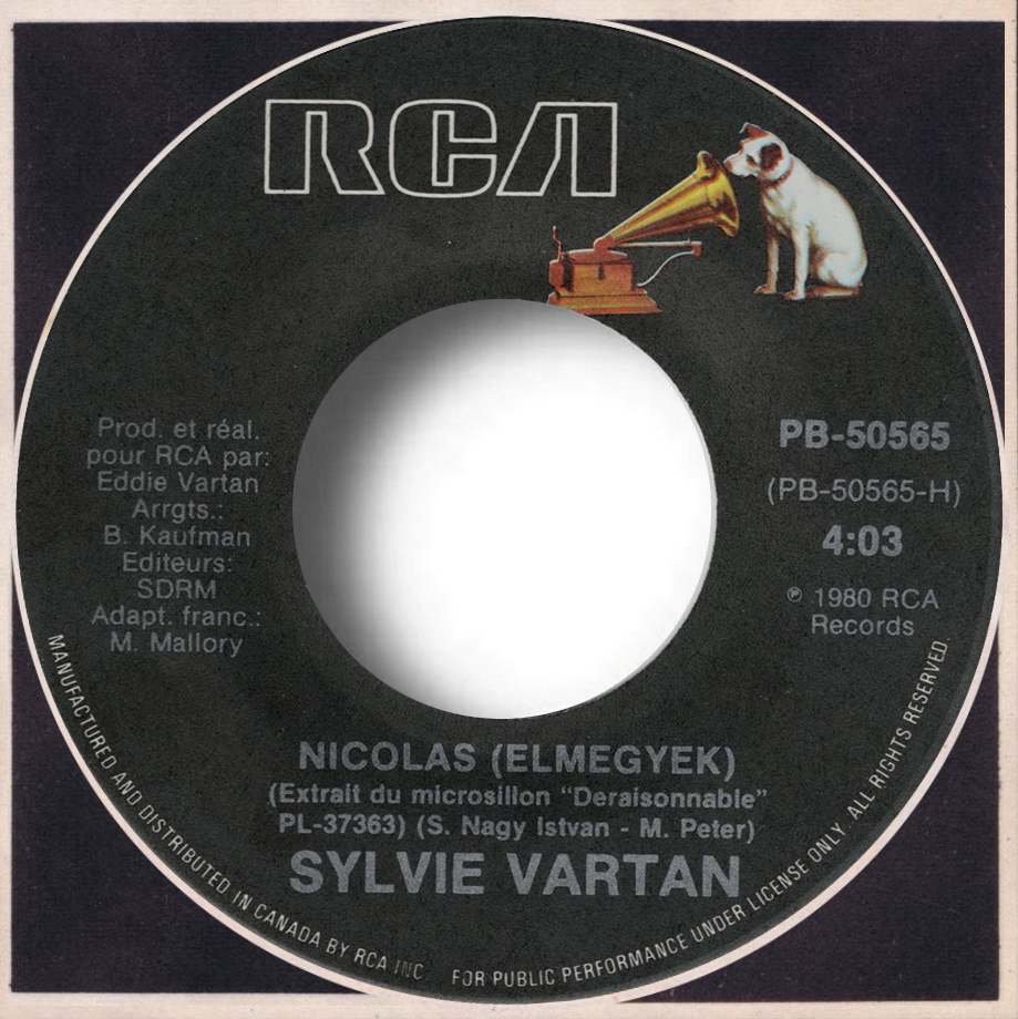 Sylvie Vartan SP Canada "Nicolas"  RCA  50 565 Ⓟ 1980