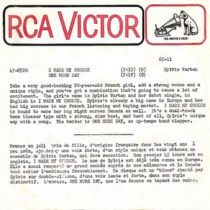 Sylvie Vartan SP Canada "One more day"   RCA 47 8520 Ⓟ 1965